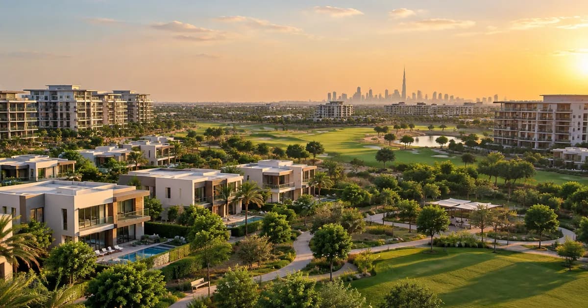 Dubai Hills Estate skyline and green community for a Dubai Hills off-plan broker guide